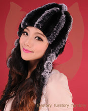 Load image into Gallery viewer, Women Beanies Real Rex Rabbit Fur Hat Ear Muffs Winter 13605