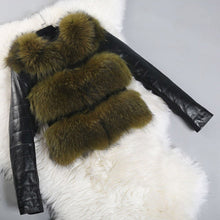 Load image into Gallery viewer, Natural Raccoon Fur Genuine Leather Jacket Women&#39;s Real Fur Coat  16146