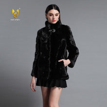 Load image into Gallery viewer, Women&#39;s Genuine Mink Fur Coat Women Stand-up Collar Outerwear 161142