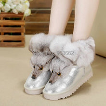 Load image into Gallery viewer, Winter Genuine Cow Leather Shoes Snow Boots Real Fox Fur  Warmer Increased Women Boots Shoes FS14901