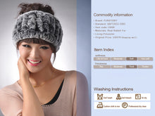 Load image into Gallery viewer, Real Rex rabbit fur hat scarf wool Beanie hat cap neck warmer double use FS13608