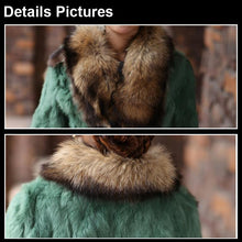 Load image into Gallery viewer, Natural Rabbit Fur Coat Jacket Real Raccoon Dog Fur Collar Trim Thick Jacket