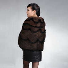 Load image into Gallery viewer, Women&#39;s Real Mink Fur Knitted Warm Shawl Natural Fur Poncho 16720