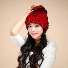 Load image into Gallery viewer, Women&#39;s Hats Knitted Real REX Rabbit Fur Beanie Hat 14603