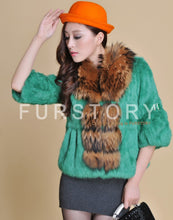 Load image into Gallery viewer, Real Rabbit Fur Coat Raccoondog Fur Collar with Hood Overcoat Jacket Waistcoat 7colors Short Version FS13073