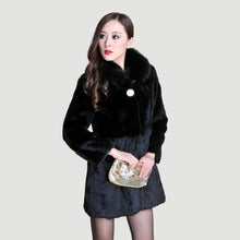 Load image into Gallery viewer, Real REX Rabbit Fur Coat Fox Fur Collar Long Winters&#39; Coat Jacket Women&#39; Overcoat 3 Colors Top Quality Fur FS13064