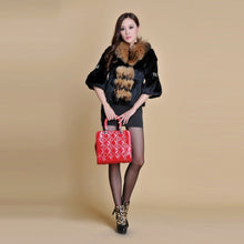 Load image into Gallery viewer, Real Rabbit Fur Coat Raccoondog Fur Collar with Hood Overcoat Jacket Waistcoat 7colors Short Version FS13073