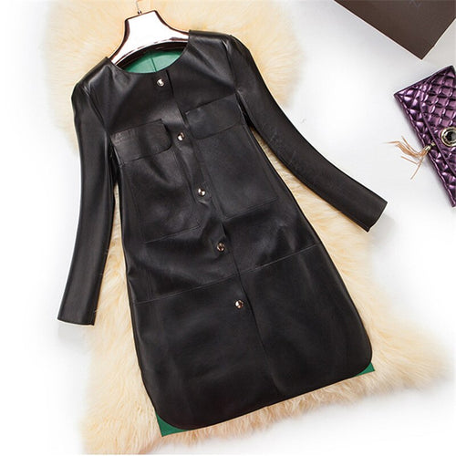 Genuine Sheep Leather Overcoat  Windbreak Coat Jacket Double Layer Lamb Leather At Both Size