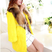 Load image into Gallery viewer, Natural Rabbit Fur Coat Jacket Thick Jacket Winter Long Overcoat
