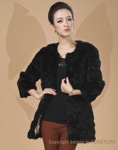 Real Rabbit Head Fur Coat Overcoat Jacket Womens' Top Garment Gilet Winter Dress Long Version Fur Story FS13017