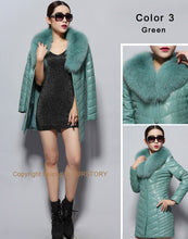 Load image into Gallery viewer, Genuine Leather Coat Female with Real Fox Fur Collar Outwear Winter Women&#39;s Down Coat