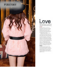 Load image into Gallery viewer, Natural Rabbit Fur Coat Jacket Real Raccoon Dog Fur Collar Trim Thick Jacket