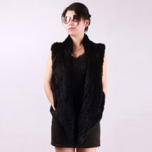 Load image into Gallery viewer, Natural TIGHT-knitted Rabbit Fur Vest Jacket Coat Shawl Overcoat 2 Colors