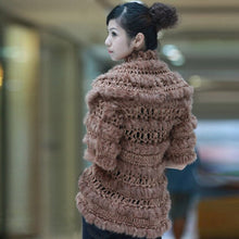 Load image into Gallery viewer, Knitted Natural Rabbit Fur Vest Jacket Stole Cape Coat Shawl Outwear