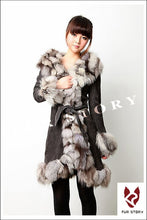 Load image into Gallery viewer, Genuine Leather Coat Pig Suede Leather Silver Fox Fur Collar  Jacket Outwear  010204