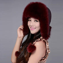 Load image into Gallery viewer, Winter Women&#39;s Fox Fur Hat Bomber Hats Cap Tapper Hat Snow Cap Fur millinery  Ear Protector Cap Warm Hat Fur Story FS060101