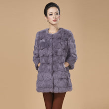 Load image into Gallery viewer, Real Rabbit Head Fur Coat Overcoat Jacket Womens&#39; Top Garment Gilet Winter Dress Long Version Fur Story FS13017