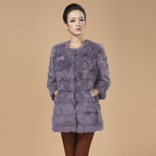 Load image into Gallery viewer, Real Rabbit Head Fur Coat Overcoat Jacket Womens&#39; Top Garment Gilet Winter Dress Long Version Fur Story FS13017