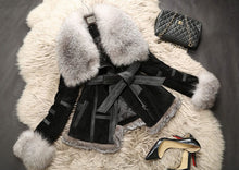 Load image into Gallery viewer, Genuine Leather Coat Full Pelt Fox Fur Collar Collar and Sleeve Cuff Jacket