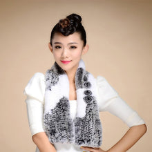 Load image into Gallery viewer, Real REX Rabbit Fur Scarf Flower Decoration Wrap Cape Shawl Neck Warmer Various Colors Soft Fur FS14507