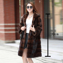 Load image into Gallery viewer, Women&#39;s Genuine Mink Fur Coat Women Hood Striped Fashion Winter Fur Overcoat for Women Fur Story FS16150