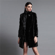 Load image into Gallery viewer, Women&#39;s Genuine Mink Fur Coat Women Hem Removable Fur Overcoat 161143