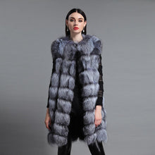 Load image into Gallery viewer, Women&#39;s Genuine Fox Fur Vest Women Wavy Furry Striped Vest Female 16277