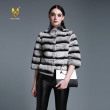 Load image into Gallery viewer, Women&#39;s Genuine Rabbit Fur Coat Women Half Sleeve Winter jacket 15193