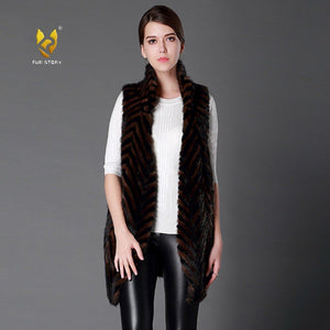Plus Size Women's Real Mink Fur Vest Real Fur Vest Female 15217