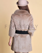 Load image into Gallery viewer, Women&#39;s  Real Rabbit Fur Coat Fox Fur Collar Jacket Overcoat winters Coat 13071