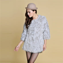 Load image into Gallery viewer, Real Lamb Fur Coat Overcoat Jacket  Long Version Ladies&#39; Top Garment Gilet Winter Dress White Fur Story FS13065