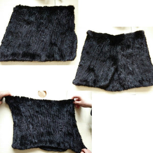 Natural Mink Fur Scarf Wrap Cape Shawl Neck Knitted Mink Scarves Women 050302