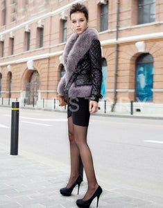 Genuine Leather Coat Jacket Real Fox Fur Collar Trim Thick Jacket Winter Overcoat Garment