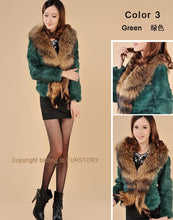 Load image into Gallery viewer, Rabbit Fur Coat Women&#39;s with Big Raccoon Fur Collar Real Natural Fur Coats Female