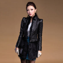 Load image into Gallery viewer, Genuine Leather Coat with Removable Hem of Real Fox Fur Double Wear Jackets Women
