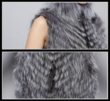 Load image into Gallery viewer, Natural Fox Fur Vest Fashion Warm Outerwear Sleeveless Women Short Jacket
