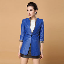 Load image into Gallery viewer, Genuine Sheep Leather Jacket Long Office Suit Formal Formal Outer Coat Ladies&#39; Dress 14106