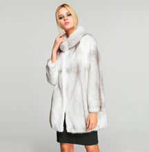 Load image into Gallery viewer, Fur Story FS18119 Women&#39;s Genuine Mink Fur Coat Stand-up Collar Overcoat