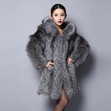 Load image into Gallery viewer, Women&#39;s Genuine Fox Fur Coat Women With Hood Long Style Large Size Fur Story FS151112