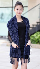 Load image into Gallery viewer, Knitted Natural Rabbit Fur Vest Double Wear Design Spring Autumn Tunic Waistcoat