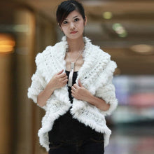 Load image into Gallery viewer, Knitted Natural Rabbit Fur Vest Jacket Stole Cape Coat Shawl Outwear