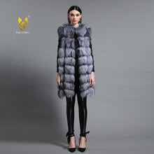 Load image into Gallery viewer, Women&#39;s Genuine Fox Fur Vest Women Wavy Furry Striped Vest Female 16277