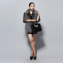 Load image into Gallery viewer, Women&#39;s Silver Fox Fur Coats with Fur Collar Puff Overcoat Winter Jackets Female Dress