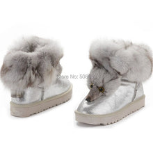Load image into Gallery viewer, Winter Genuine Cow Leather Shoes Snow Boots Real Fox Fur  Warmer Increased Women Boots Shoes FS14901