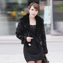 Load image into Gallery viewer, Genuine Fur Coat Real Rabbit Fur Coat with Fox Fur Collar Overcoat Jacket Ladies&#39; Garment Elegant 6 Colors FS010133