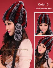 Load image into Gallery viewer, Women Beanies Real Rex Rabbit Fur Hat Ear Muffs Winter 13605