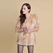 Load image into Gallery viewer, Women&#39;s Natural Fur Coat Long Version Light Camel Full Pelt Real Fur Coat Female
