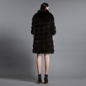 Long Natural Fox Fur Coat Women Coats Winter 161145