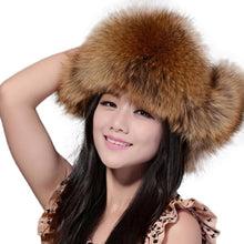 Load image into Gallery viewer, Winter Women&#39;s Fox Fur Hat Bomber Hats Cap Tapper Hat Snow Cap Fur millinery  Ear Protector Cap Warm Hat Fur Story FS060101