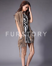 Load image into Gallery viewer, Knitted Natural Rabbit Fur Vest Double Wear Design Spring Autumn Tunic Waistcoat